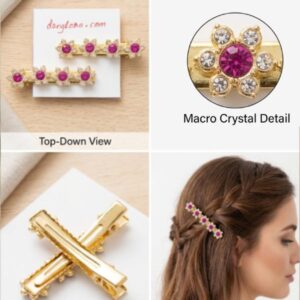 Magenta Pink Flower Alligator Hair Clips