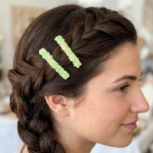Danglora Green Iridescent Crystal Flower Alligator Hair Clip