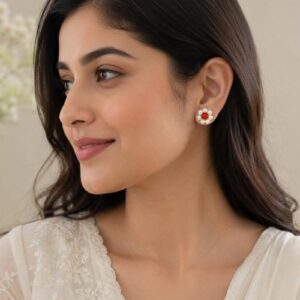 Elegant Pearl Flower Stud Earrings for Women
